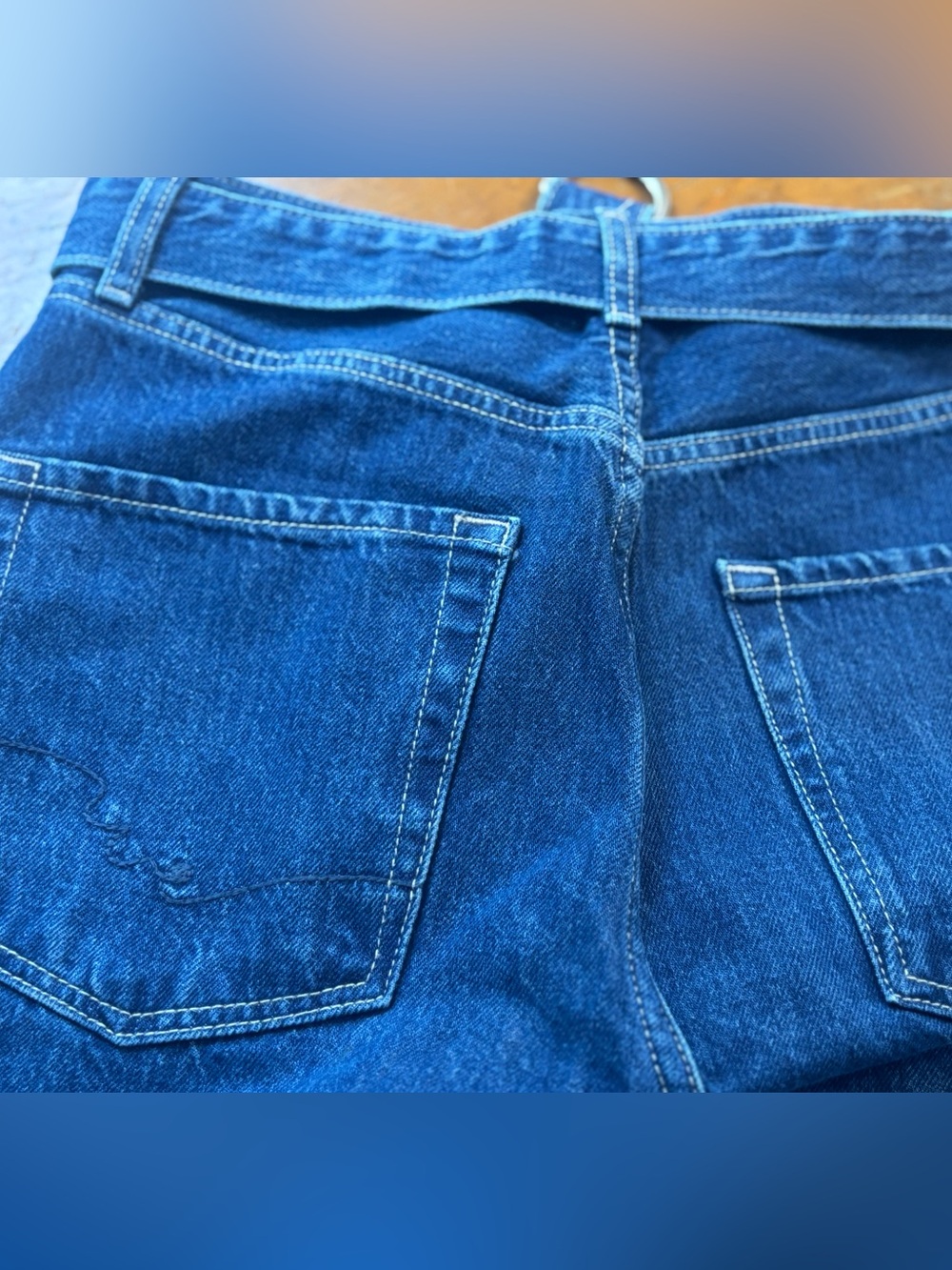 Free People East Bay Belted Cuffed Straight Wide Leg Jeans Concord Size 27 - Picture 5 of 7